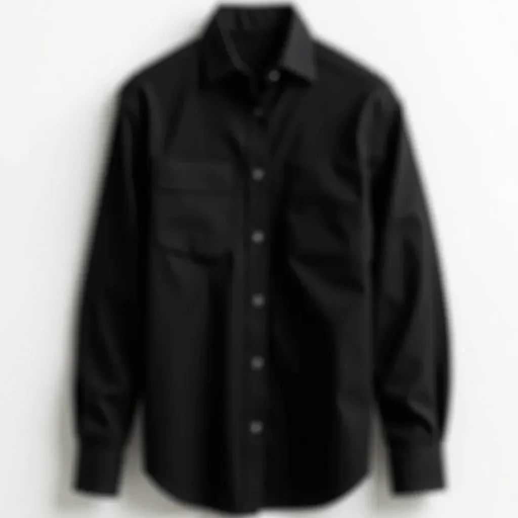 Structured cotton jacket in black against a white background, showing its clean lines and quality fabric construction